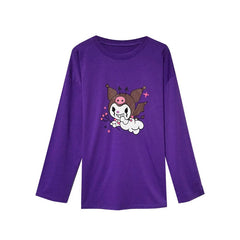 Focal20 Streetwear Devil Print Purple Women T-shirt Long Sleeve O-Neck T Shirt Causal Loose Spring Autumn Tee Top